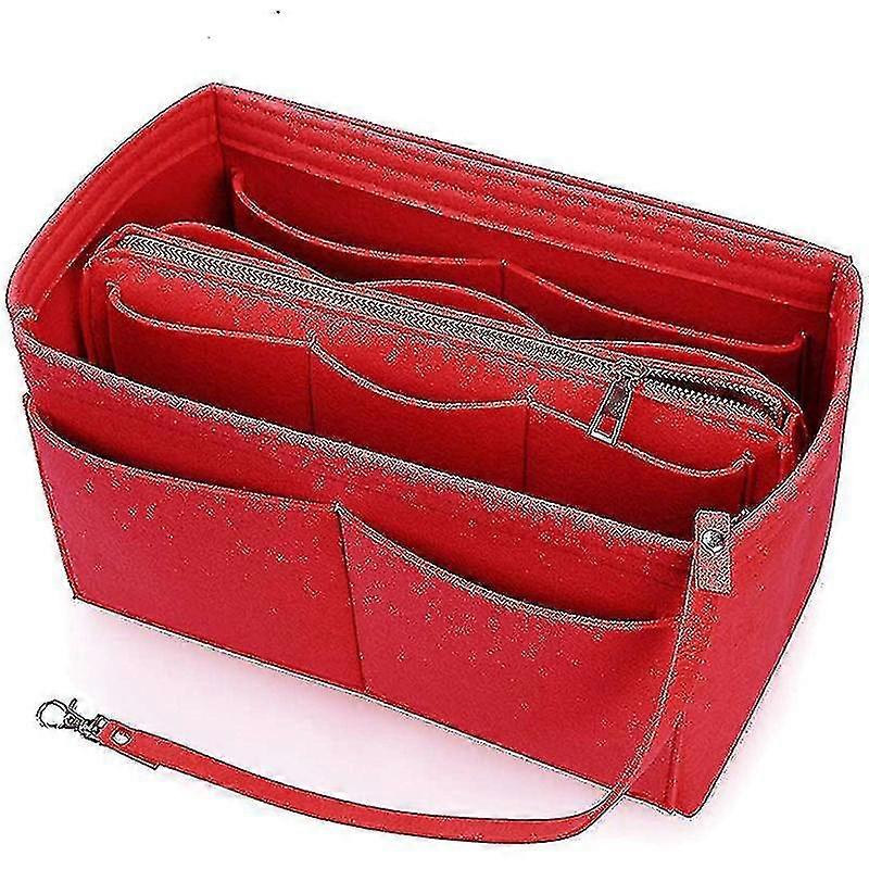 Purse Organizer Insert Felt Bag With Zipper Handbag Tote Shaper Multi Pockets Large Storage Bags