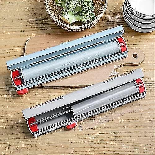 Magnetic Cling Film Dispenser With Cutter - Wall Mount Or Stick Kitchen Organizer For Foil, Plastic Wrap & Parchment Paper