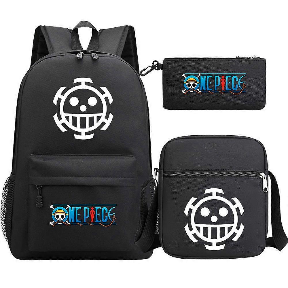 3 قطع حقيبة مدرسية لوفي حقيبة ظهر USB مضادة للسرقة مقاومة للماء للنساء والرجال - حقيبة سفر للكمبيوتر المحمول ، موتشيلا رياضية خارجية عالية الجودة