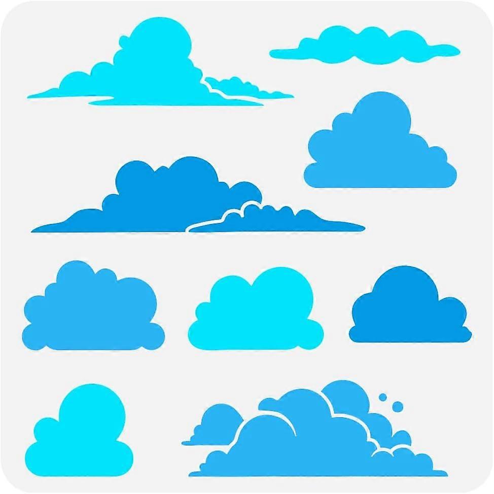 Clouds Painting Stencil 11.8x11.8inch Reusable 9 Styles Cloud Pattern Drawing Template DIY Art Clouds Theme Cartoon Clouds Decoration Stencil for Pain