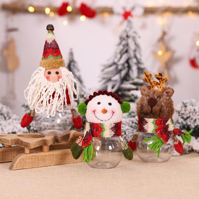 1pc Christmas Gift Candy Jar Storage Bottle Santa Sweet Christmas Candy Boxes