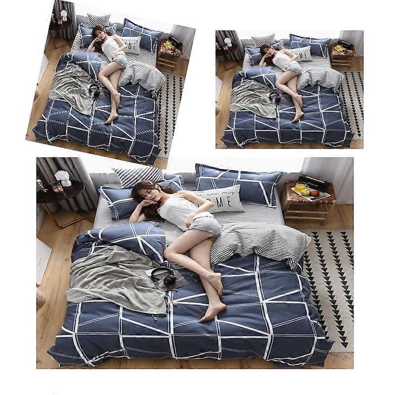 Luxury 4 Piece Set Bedding printed Quilt Cove Fitted Sheet Pillowcase Color J