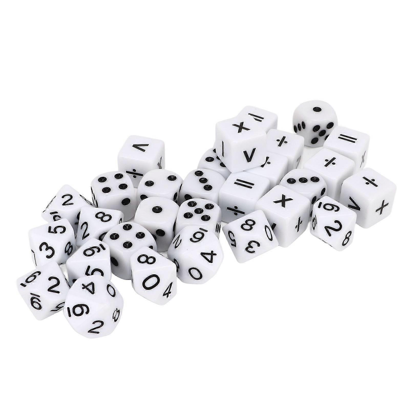 30Pcs Easy Read Teaching Dice Set for Game Math Learn - Black Letter Plastic
