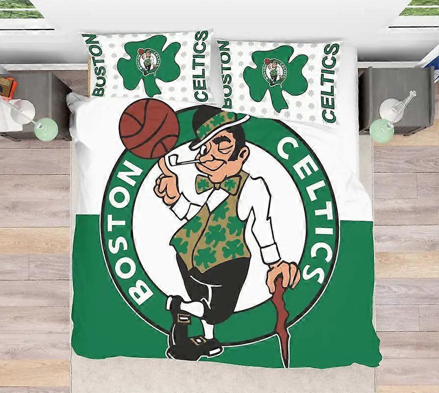 v2974 ملاءات سرير NBA بوسطن سيلتيكس مجموعة غطاء لحاف منسوجات منزلية غطاء دونا ناعم ملاءات سرير IU2974