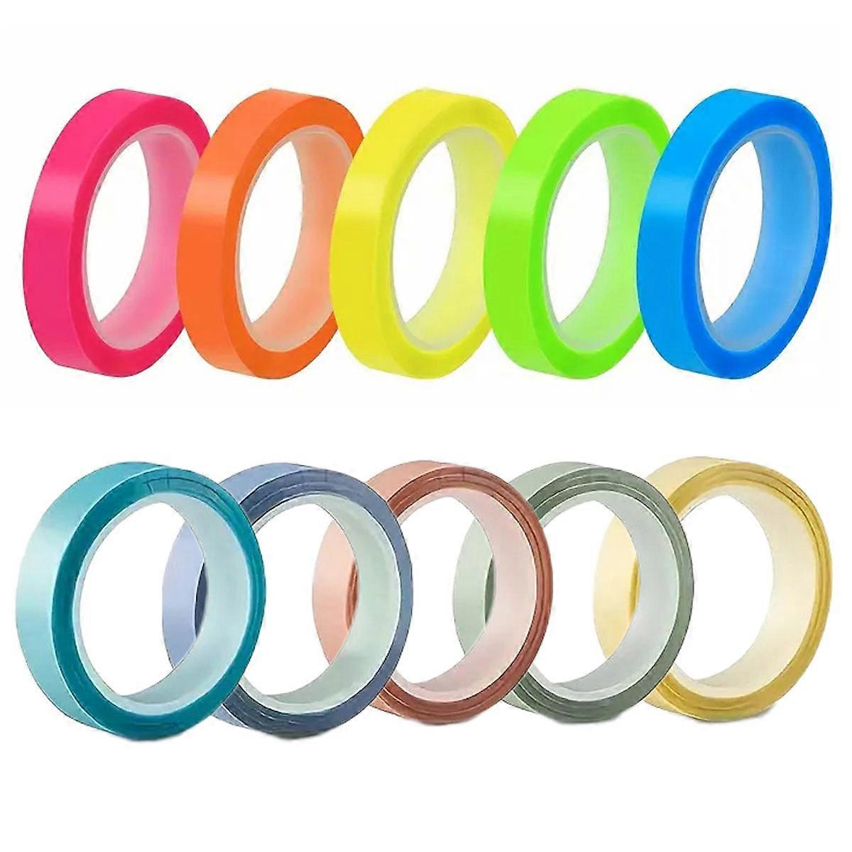 5 stuks fluorescerende tape + 5 stuks Macaron-tape