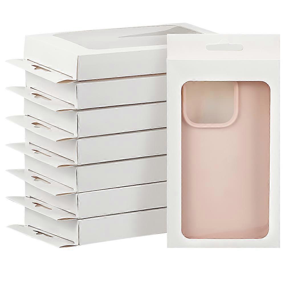 Rectangle Kraft Paper Storage Gift Boxes Visible Winbow Gift Packaging Case WhiteSmoke 15.5x9x2cm