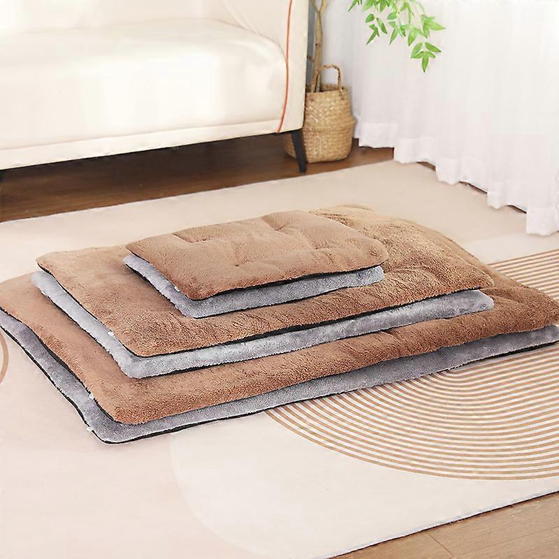 Self-Warming Pet Mat Gray Khaki S-XL Soft Plush Thermal Pad