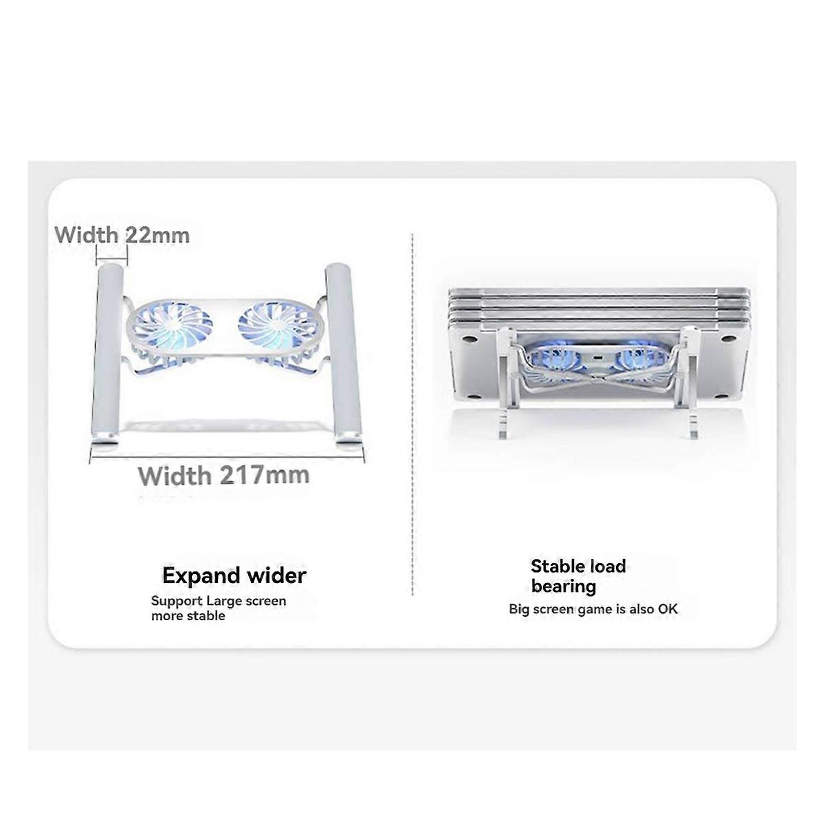 Foldable Laptop Stand with Cooling Fan, Cooler Pad for Tablet - Enhanced Cooling Support and Portable Design A Gray