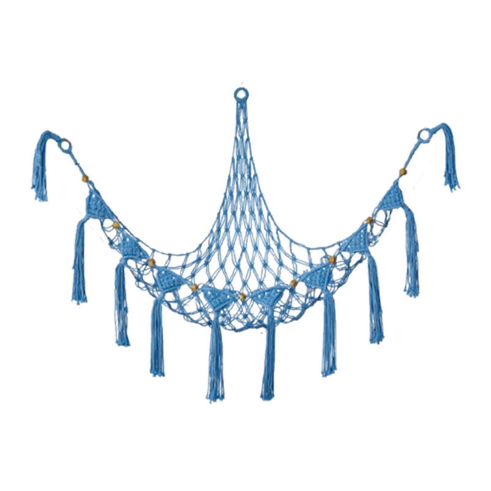 Stuffed Animal Toy Storage Hammock Unique Boho for Bedroom Nursery Baby Room blue