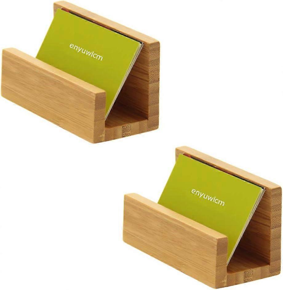 Bamboo Wood Business Card Holder Stand, Sturdy Desktop Display for Office Use, Eco-Friendly Material, Modern Design