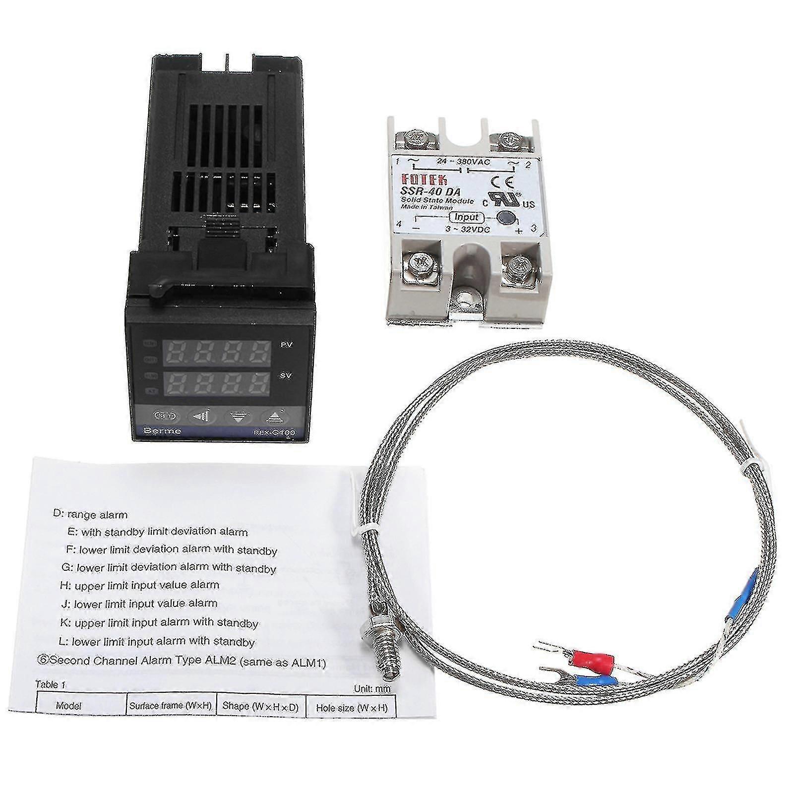 Lcd דיגיטלי Pid Rex-c100 ערכת בקר טמפרטורה + K Thermocouple + מקסימום.40a Ssr