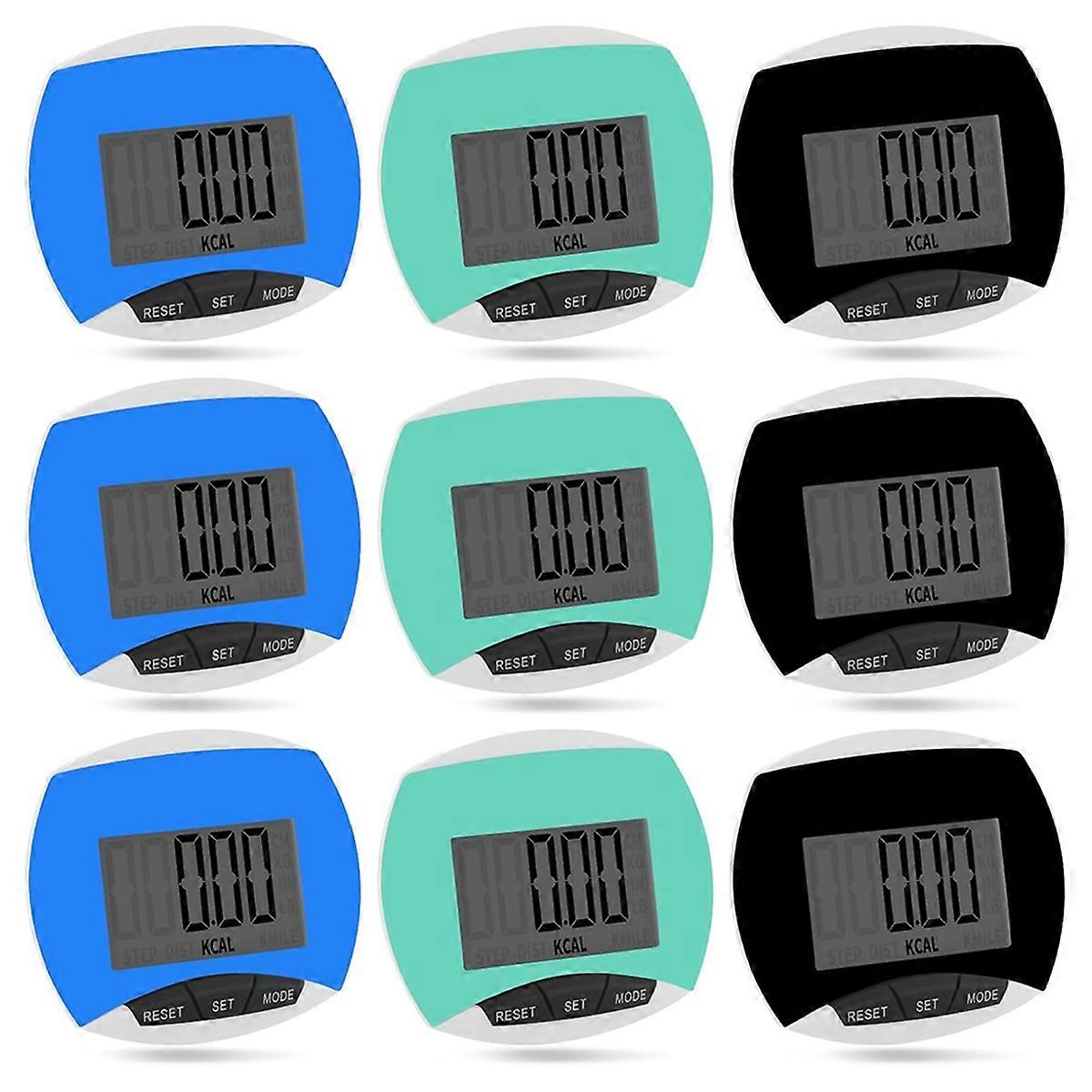 9-Pack Simple Pedometer for Walking Step Counting, Portable Clip-on Step Tracker for Recording Calo