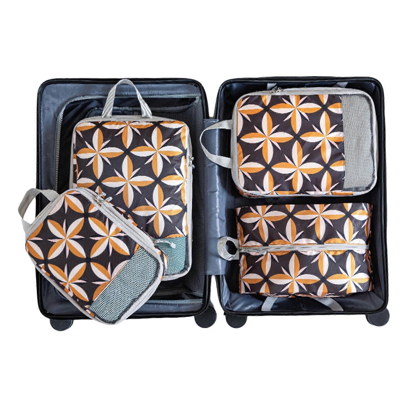 Set of 4 Printing Compression Packing Cubes Sturdy Travel Packing Cubes With Practical Waterproof Polyester Materials