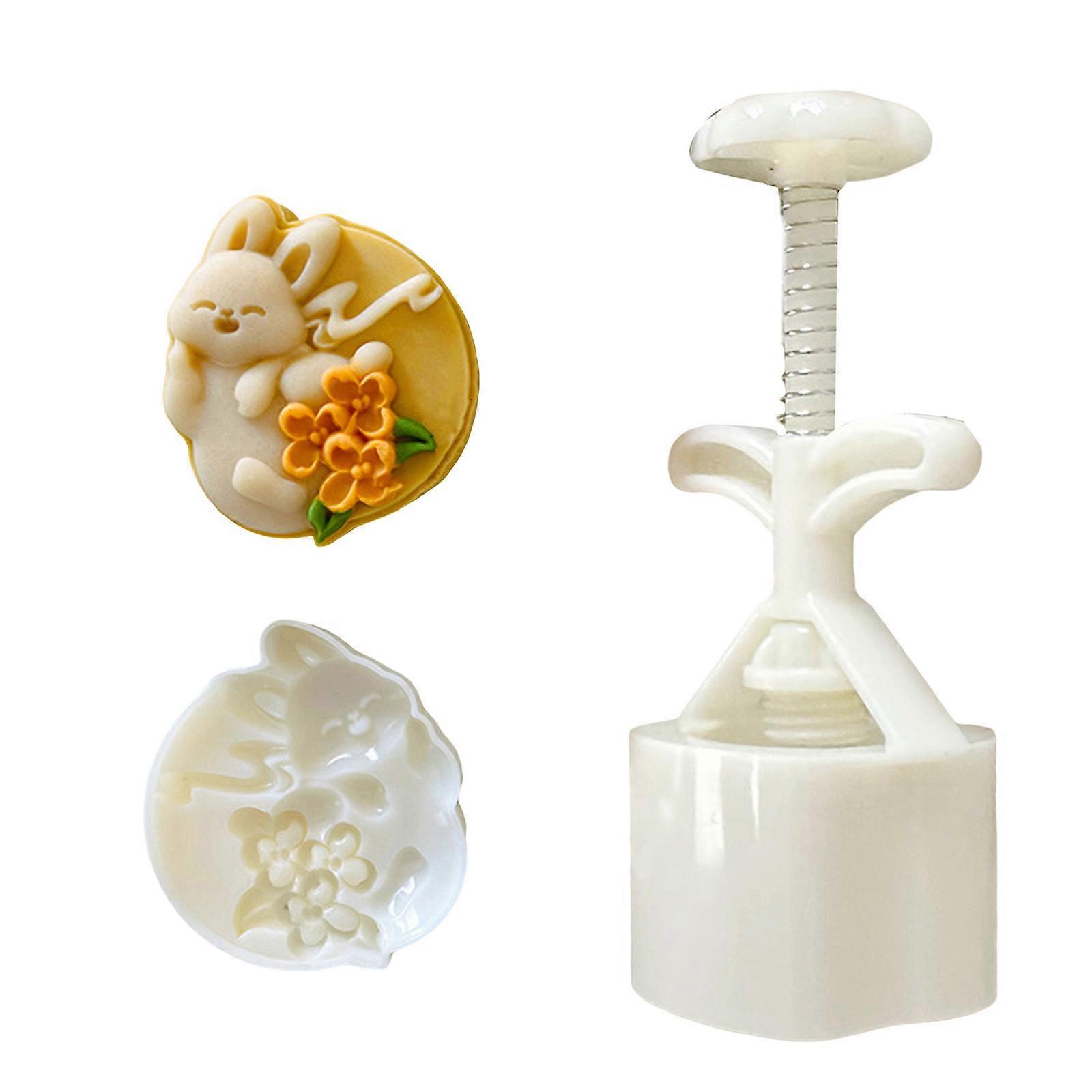 Creative Rabbit Mooncakes Baking Molds Handmade Mooncakes Mould Portable Rabbit Patterned Mooncakes Molding Hand Press