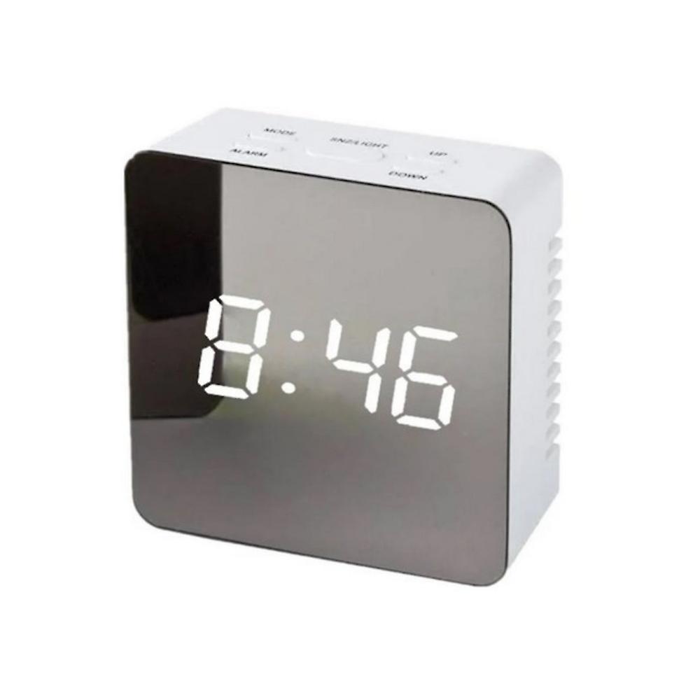 LED Digital Mirror Clock with Square Display for Desktop Use