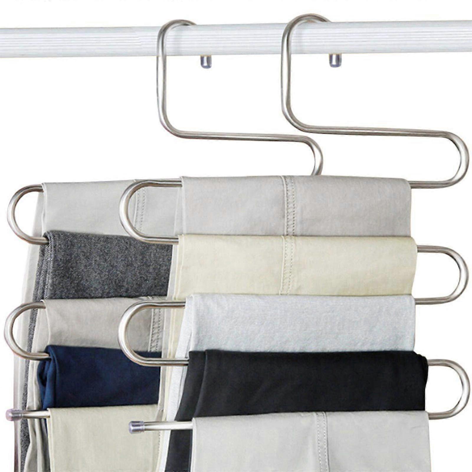 4 Pack Non-Slip S-Shape Pants Hangers for Closet Organization - Heavy Duty Plastic, Space-Saving Design, Multi-Use Storage