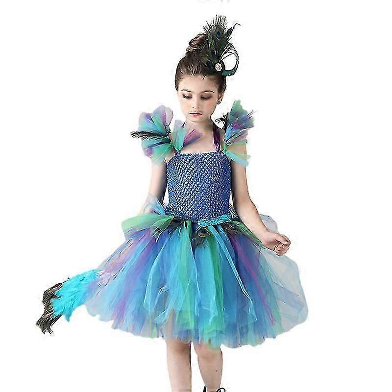 Fancy Påfågel Fjäder Flicka Pageant Tutu Klänning