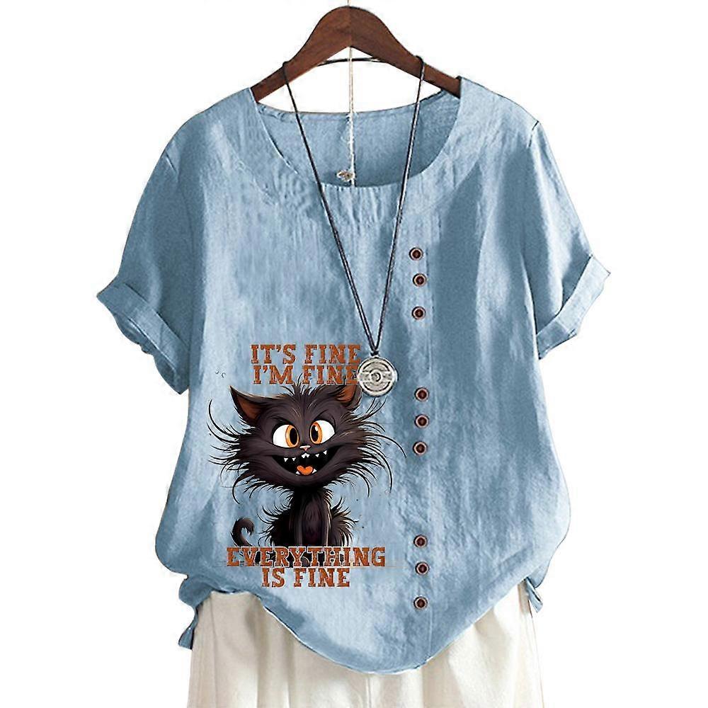 Top da donna in cotone a maniche corte con stampa floreale popolare in 11 colori vivaci