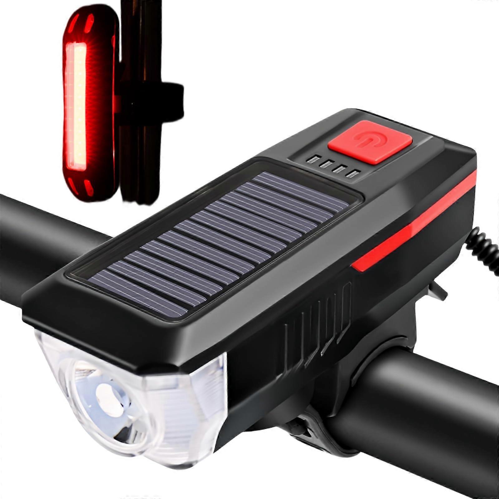 Solar-Powered Bicycle Lights for Eco-Friendly Riding, Waterproof LED, Rechargeable, Universal Fit, Lightweight Design