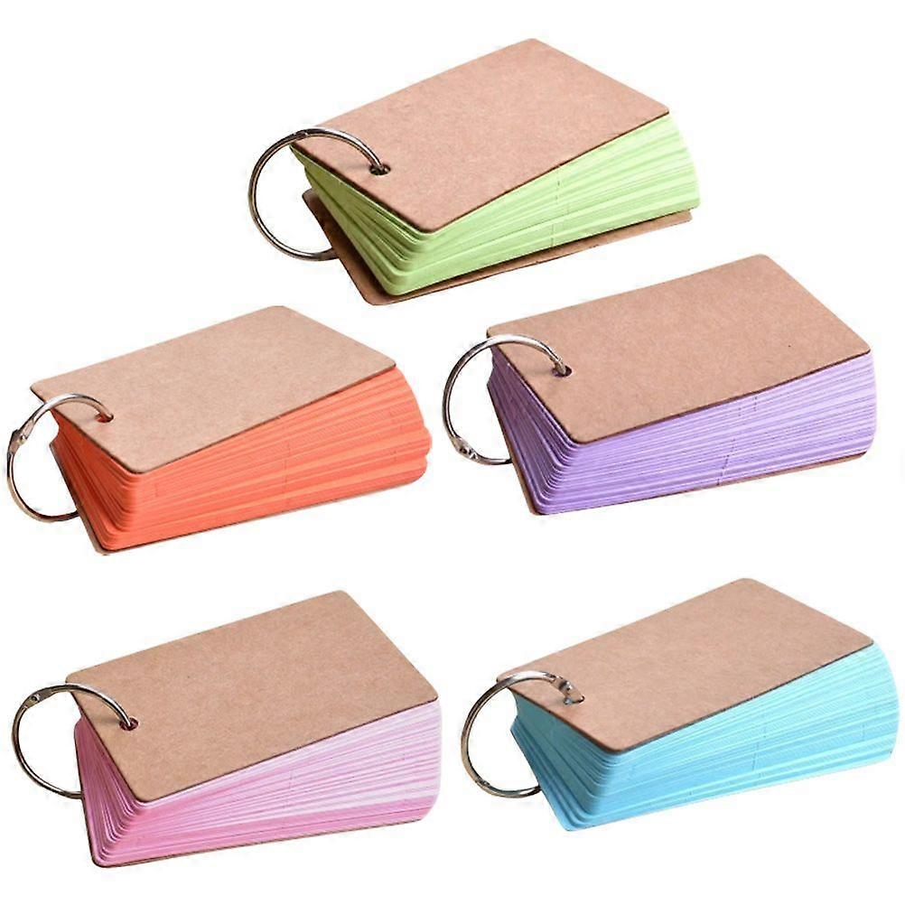5 Books Blank Index Cards with Ring Colored Note Cards Blank Flash Cards Portable Memo Pads