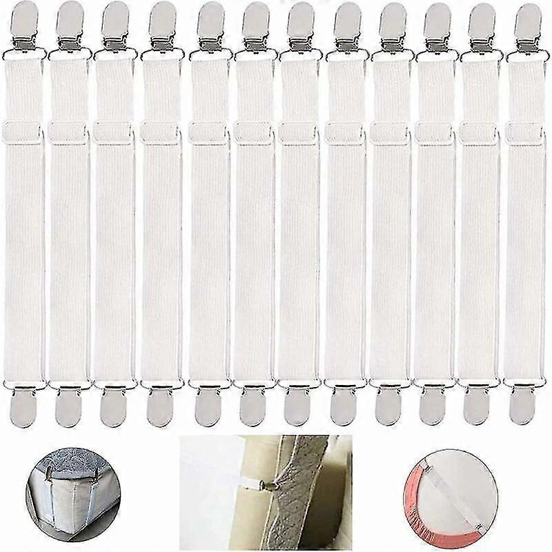 12 Elastic Tensioner, Sheet Tensioner, Elastic Mattress Clip, Elastic Fitted Sheet Tensioner, Adjustable Sheet Clip compatible Bed Fitted Sheets With 