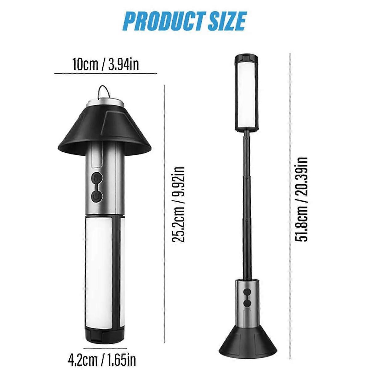 Multifunction LED Outdoor Camping Lantern, Cmping Light/Flashlight 2-in-1, Fretable Light Pole, Sui
