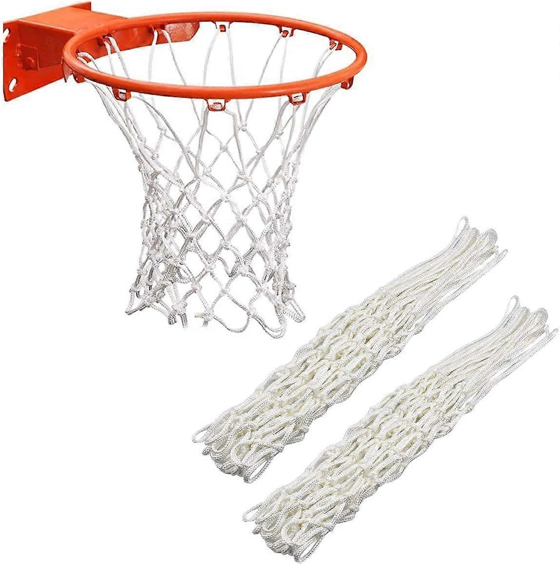 2 Pieces Heavy Duty Basketball Net Replacement Fits Standard 12 Ring Basketball Hoop Net for Indoor and Outdoor Fitness Equipment
