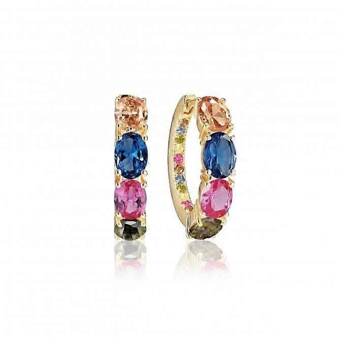 18k Gold Plated Ellisse Creolo Earrings SJ-E2315-XCZ-YG