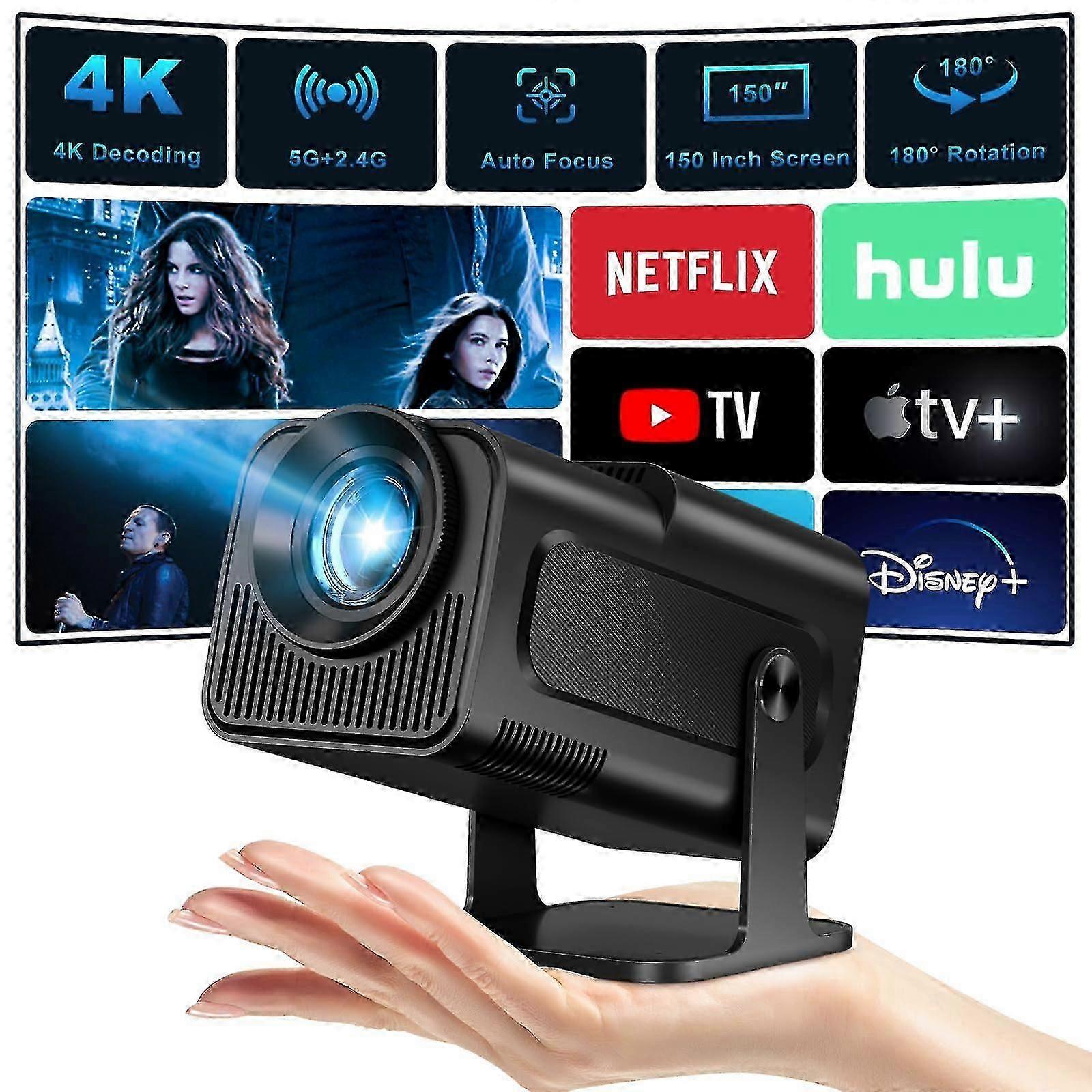 Mini projektori Full HD 4K, tukee WiFi 6, BT5.0, 150 tuumaa, 360 astetta käännettävä älykäs projektori, LED-projektori, 180 käännettävä -GSL