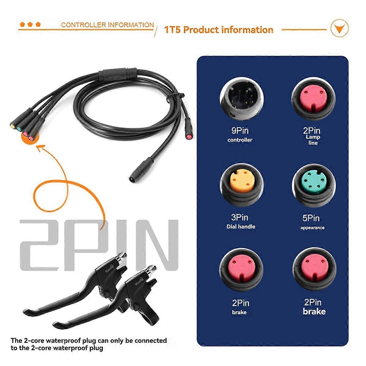 Elektrofahrrad-Controller mit 1T5 Lichtkabel KT-22A Wasserdichter Sinus-Controller Essential E-B