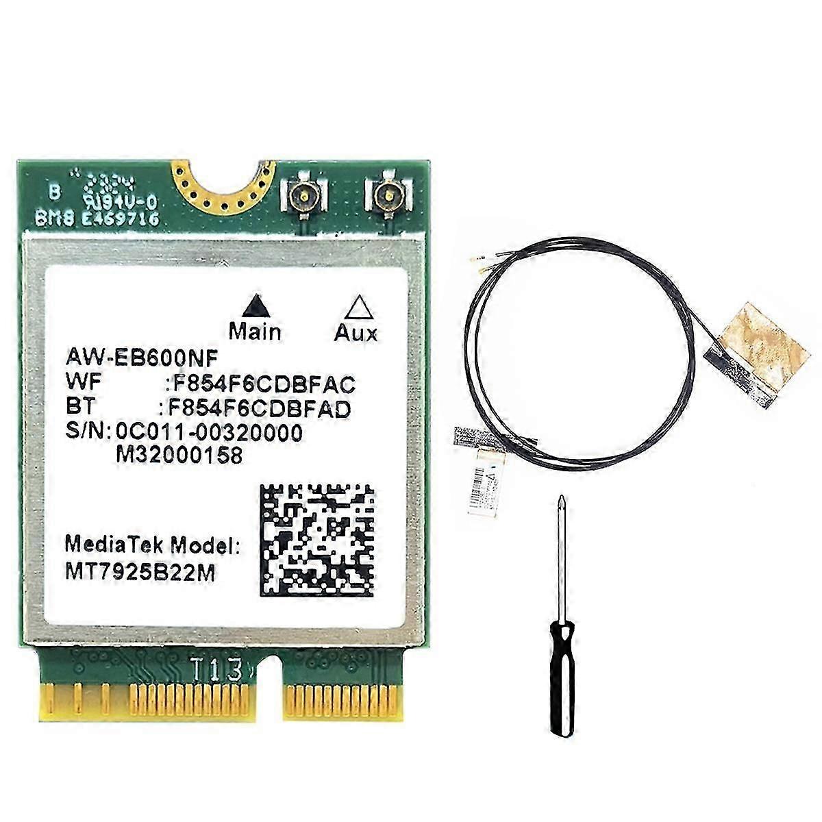 MT7925 WIFI 7 κάρτα + εσωτερικές κεραίες 5400Mbps M.2 τριπλή ζώνη 2.4G/5G/6G BT5.3 WiFi προσαρμογέα καρτών για Win10/Win11 Linux