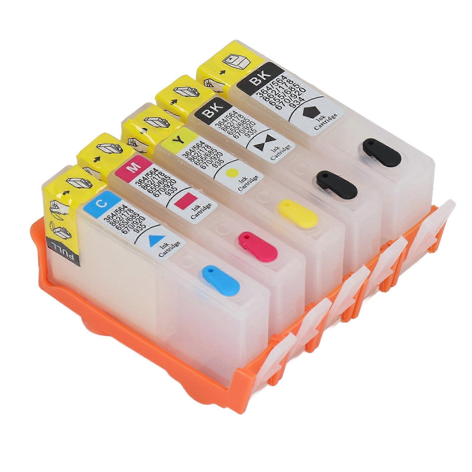 5PCS Ink Cartridge Set BK C M Y Smooth Ink Output Cartridge Combo Pack with Permanent Chip for Replacement for HP 564 