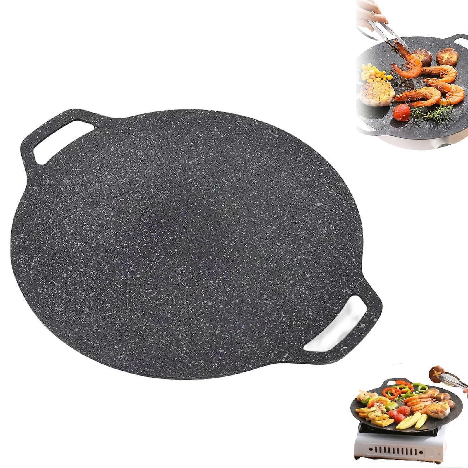 Non-Stick Round Baking Pan for Indoor Cooking, 36-Inch Korean BBQ Grill Pan, Multifunctional Frying and Baking for Home and Camping