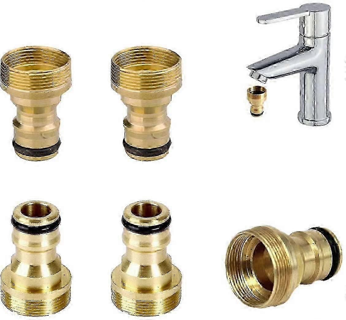 Brass 5PCS Anti-Rust Faucet Connector Hose Adapter Threaded Faucet Universal Adapter Faucet Connector for Kitchen Hose Faucet Connection