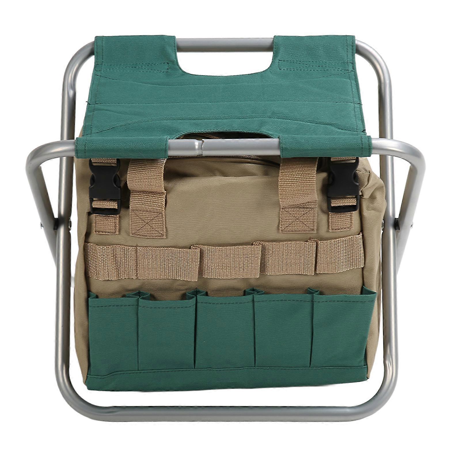 Heavy Duty Folding Stool Bag Multifunctional Gardening Folding Toolkit Stool for Gardeners Silver