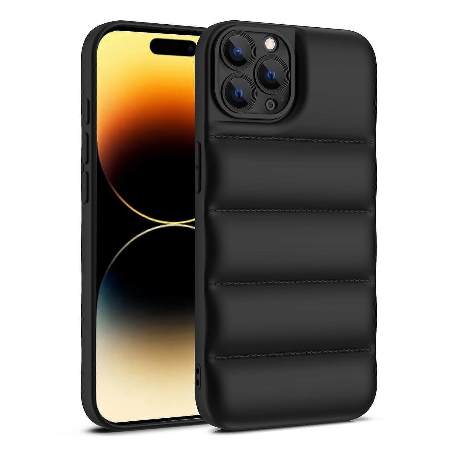 Puffer Case for iPhone 15 Pro Black, Shockproof, Lightweight, Durable Material, Slim Fit Design