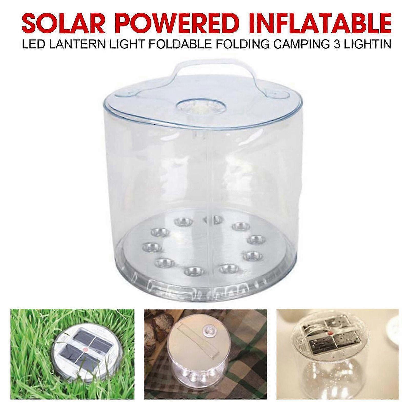 Solar Powered Inflatable Led Lantern Light Foldable Folding Camping 3 Lightin Zq