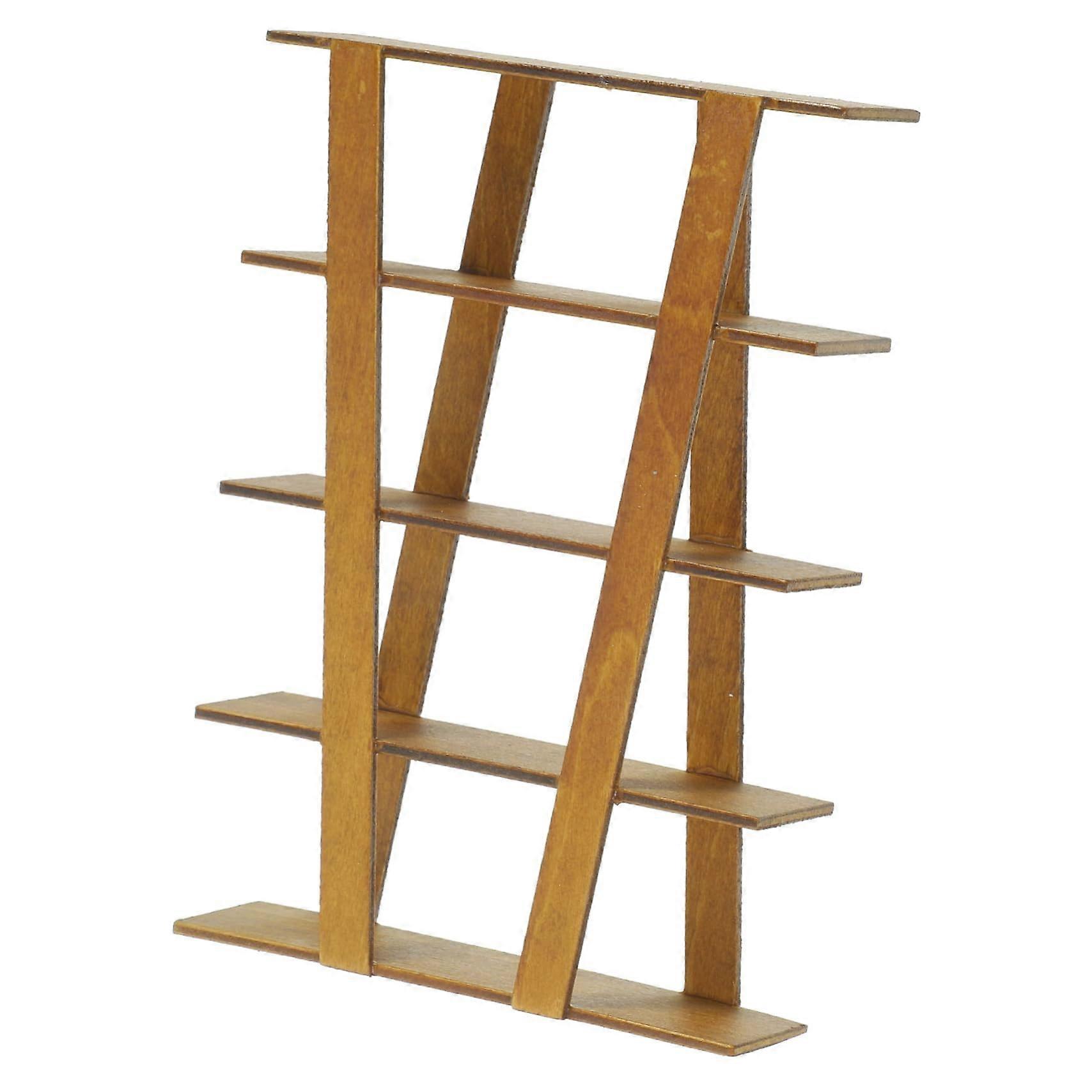 1/12 Mini Furniture Model Decorative Mini Storage Stand for Dollhouse Delicate Miniature Display Shelf Walnut Color Ideal for Home Decor