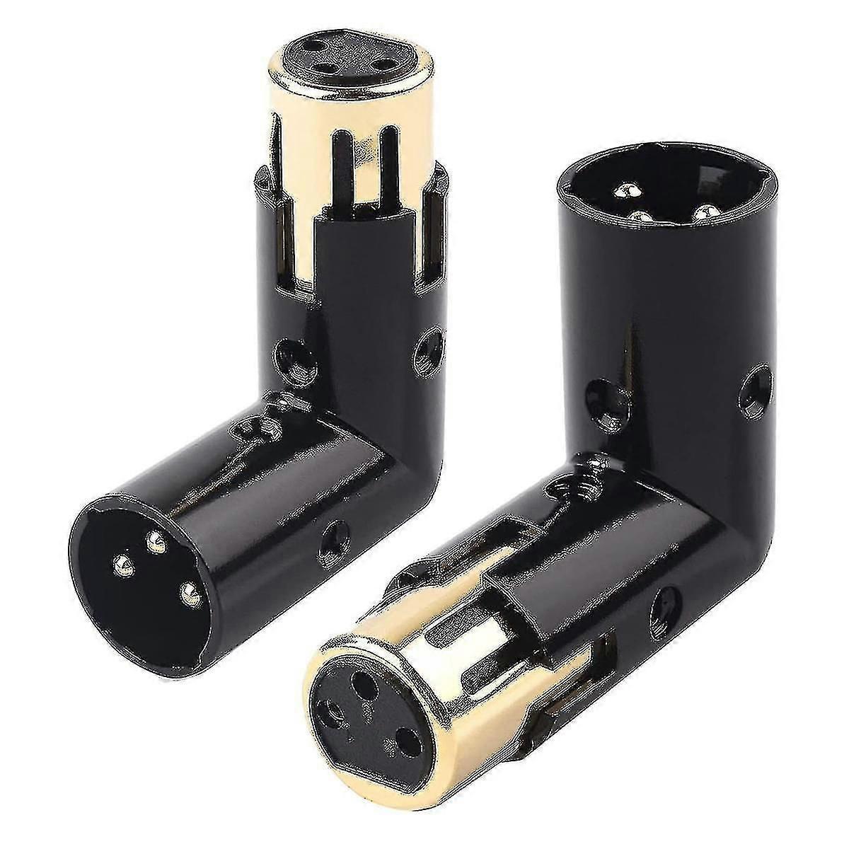 2 ADET Ses Adaptörü Fişi Ayarlanabilir Erkekten Dişiye Dik Açı XLR Adaptörü 3 Pin Siyah (XLR 90 Derece Adaptör)