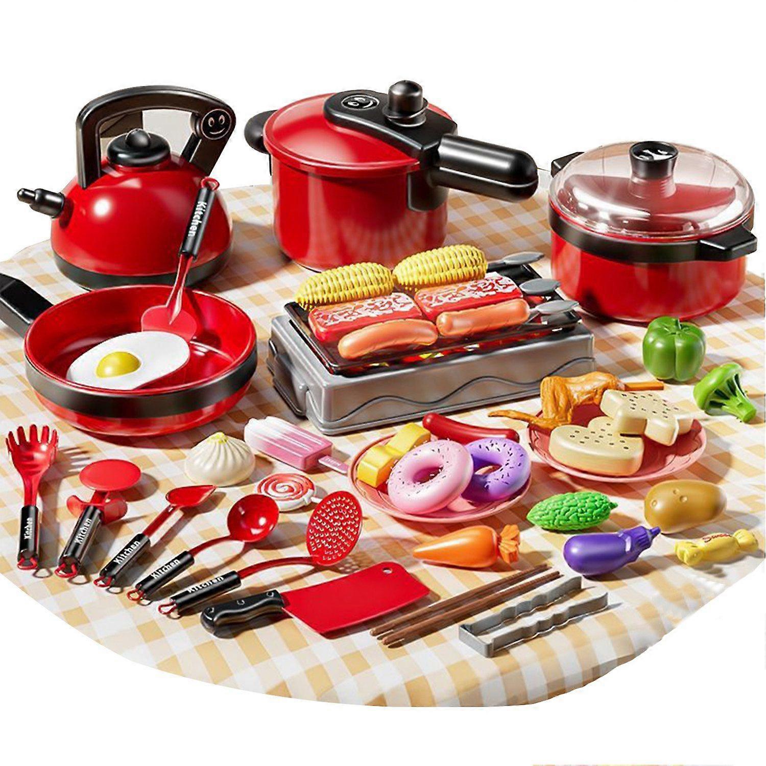 Educational toys Children's kitchen toy set Role play kitchen red creative learning fun