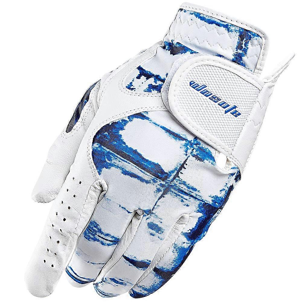 قفاز جولف للرجال اليد اليسرى أبيض جلد ناعم متنفس ملابس يد الجولف المهنية