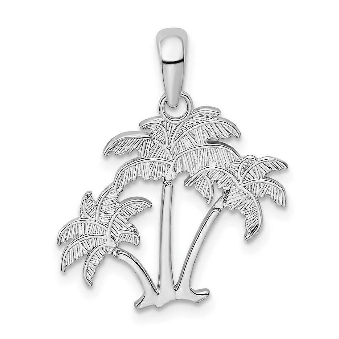 925 Sterling Silver Rhodium Plated Polished Palm Trees Pendant Necklace 23.69mm long-Pendant for Women