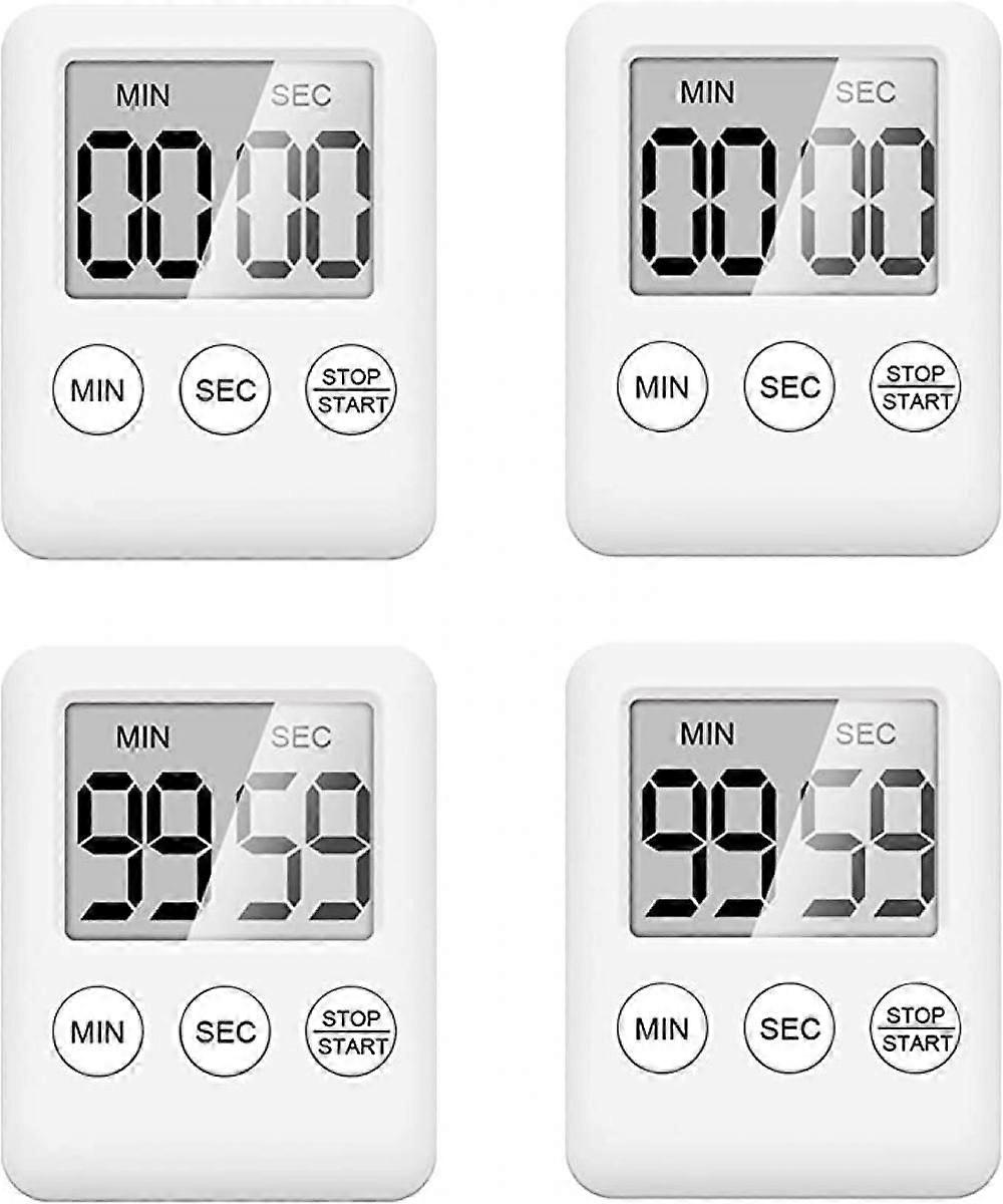 Kitchen Timer,4 PCS Kitchen Timer for Cooking, Digital Kitchen Timer with Magnetic, Super Thin, Large LCD Screen, Egg Timer, Countdown Stopwatch for C