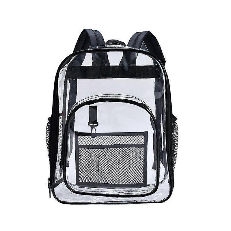 Transparent Backpack With Front Pocket PVC Transparent Backpack Side Double Mesh Cup Pocket