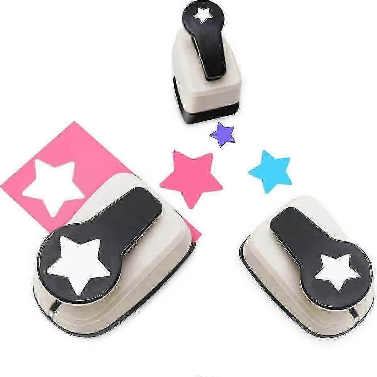 Star Hole Punch Paper Craft Tool 3pcs Set for Scrapbooking DIY Projects Durable Metal Puncher Adjustable Star Shape Design Manual Card Making Supplies