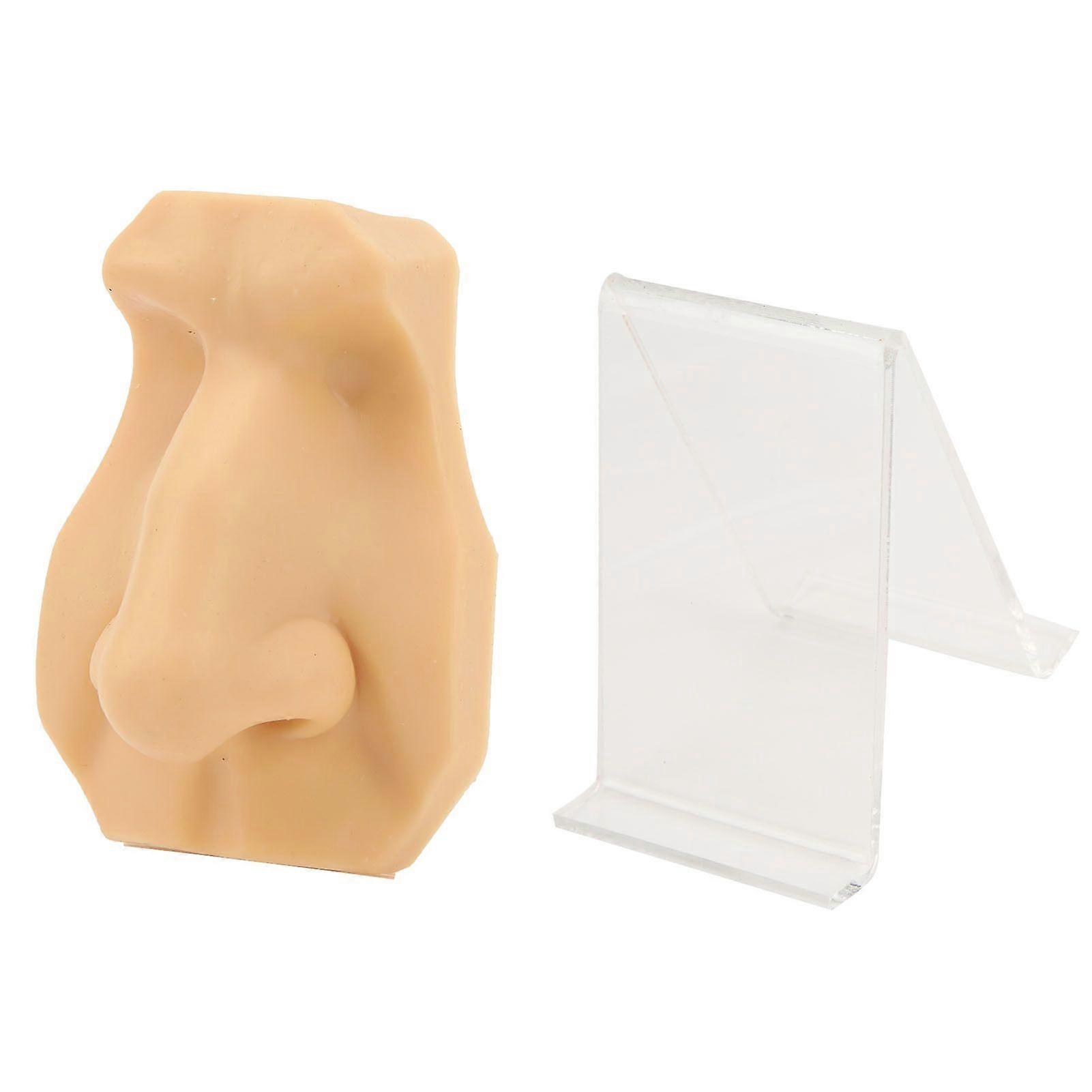 3D Silicone Nose Model for Piercing Jewelry Display Flexible Reusable Nose Piercing Practice Model with Acrylic Stand