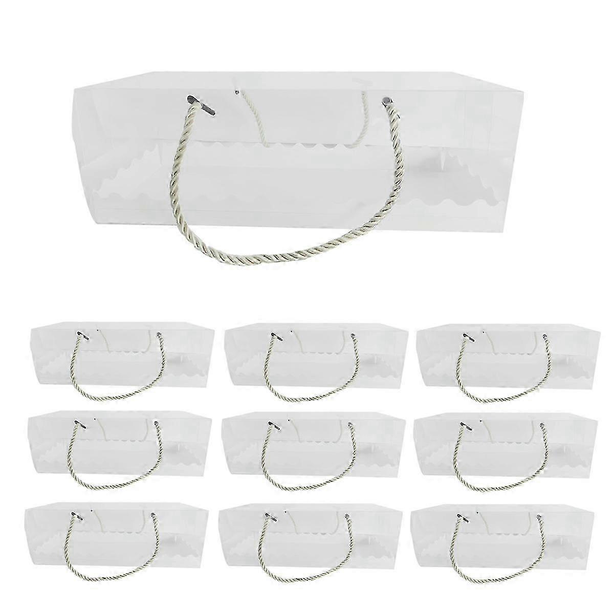 10-Pack Clear Plastic Cake Boxes with Handles, Portable Cupcake Containers for Baking & Display