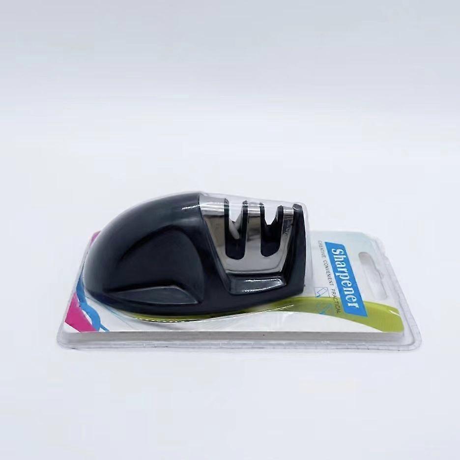 Knife Sharpener  Black  Dual Groove Sharpener for Precise Blade Maintenance  Compact, Stylish and Versatile for Home and Professional Use
