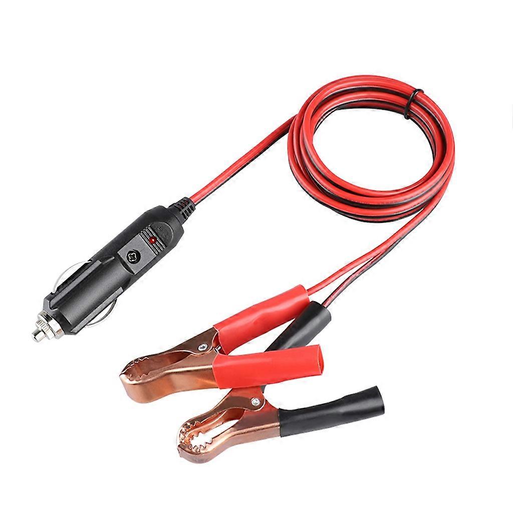 כבל קליפ-און חשמלי לרכב 5FT 18AWG נתיך 15A כבד, מהדקי סוללה שחורים ואדומים לשקע CLA