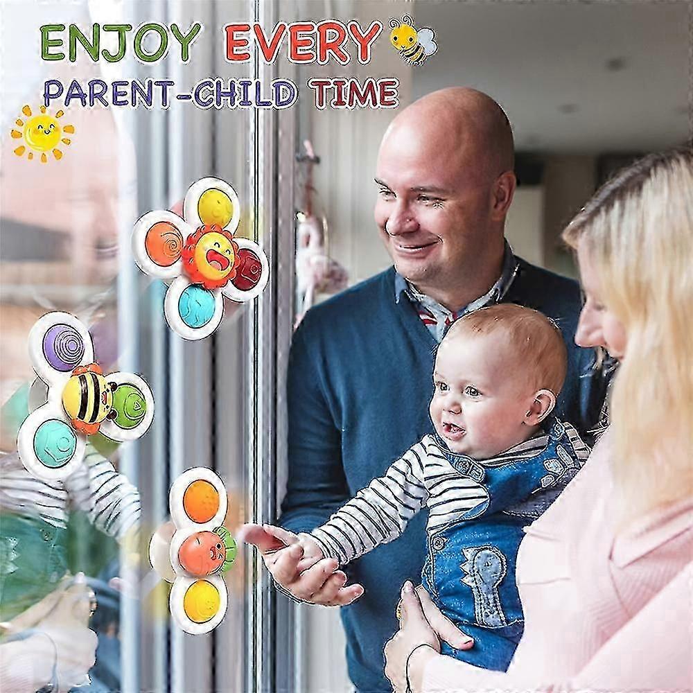3pcs Multifunctional Baby Suction Cup Spinning Top Toys Decompression Toy Top Sucker Toy Baby Pressing Exercise Finger
